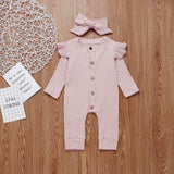 Baby Girl Knit Rib Rompers