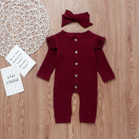 Baby Girl Knit Rib Rompers