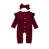 Baby Girl Knit Rib Rompers