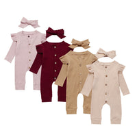 Baby Girl Knit Rib Rompers