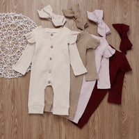 Baby Girl Knit Rib Rompers