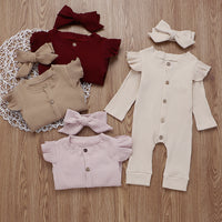 Baby Girl Knit Rib Rompers
