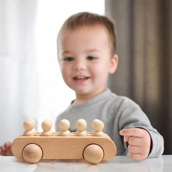 Children's Montessori Wooden Peg Car
