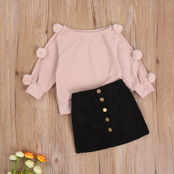 Zoey Knit Ball Sweater Sets