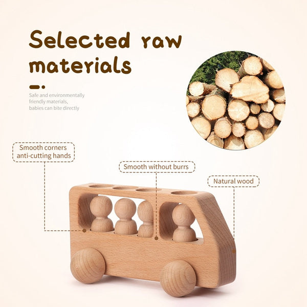 Children's Montessori Wooden Peg Bus